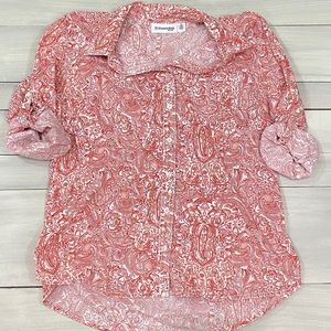 St. John’s Bay Paisley Print Red & White Shirt M